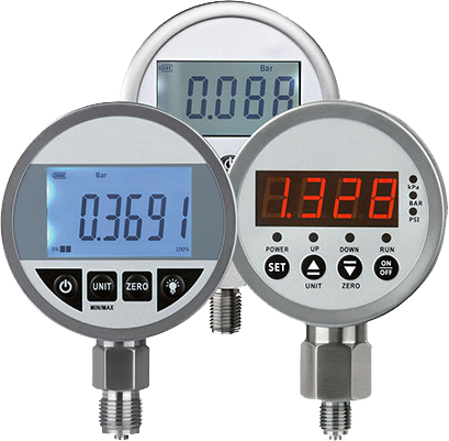 Digital pressure gauges.